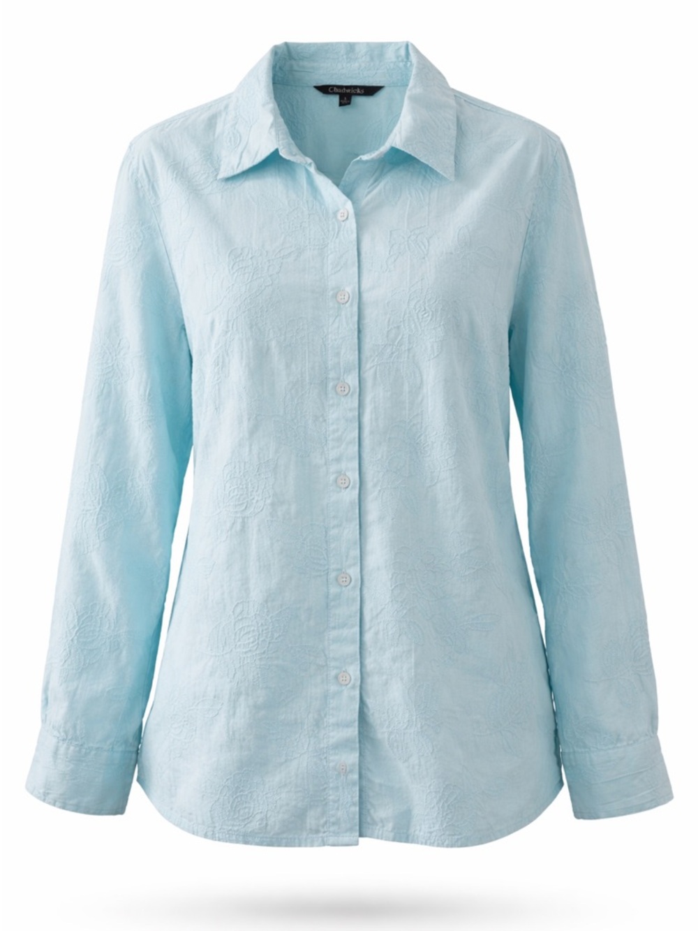 Chadwick  Light Blue Embroidered Button-Down Shirt 100 cotton  coastal boho
